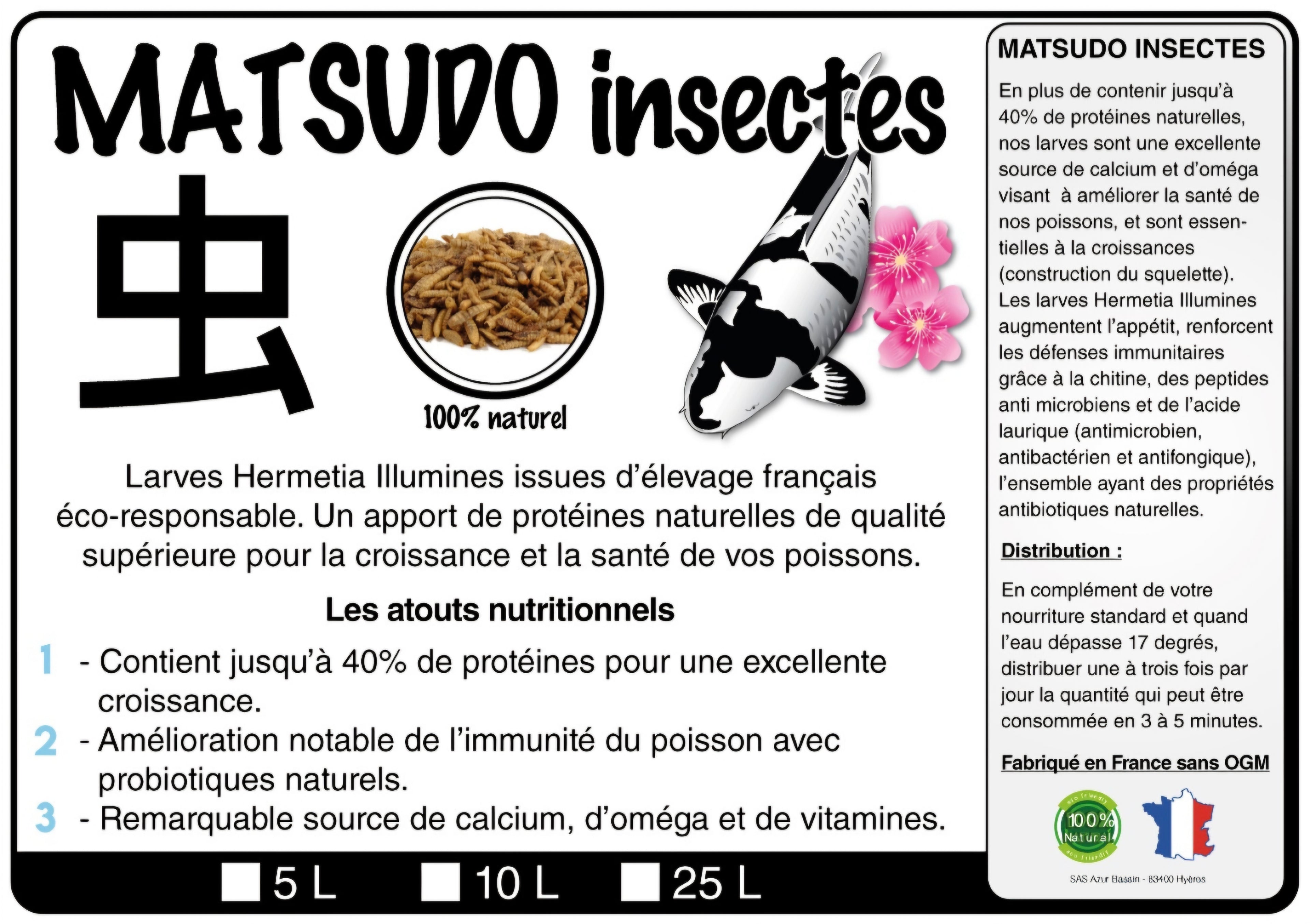 33 LITRES MATSUDO FOOD INSECTES